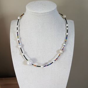 Colorful Cheap Chick Beaded Necklace with Faux Pearls